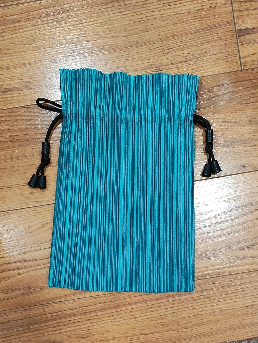 Teal Pleated Drawstring Mini Bag